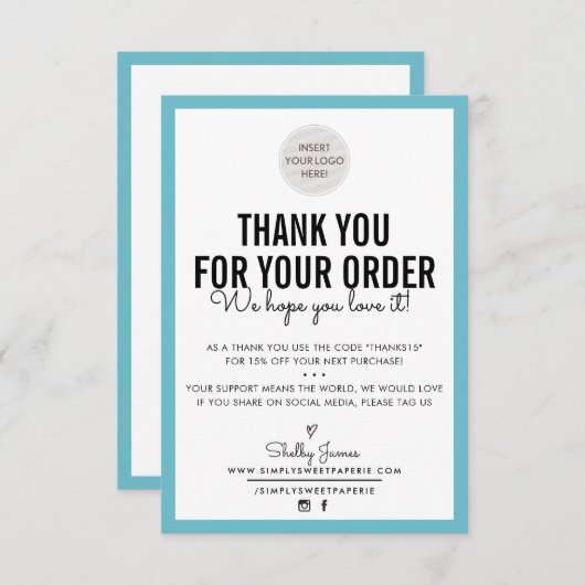 GESCHÄFT DANK IHNEN moderne Ordnung einfügen türki Dankeskarte (Vorne/Hinten)