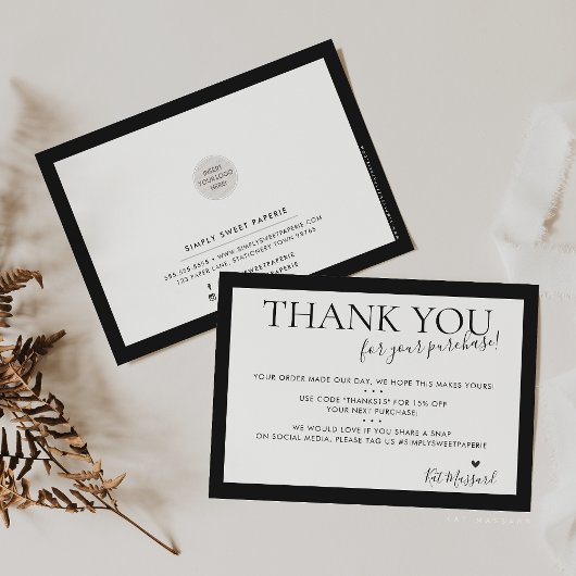 GESCHÄFT DANK IHNEN moderne schicke, kühne Schwarz Dankeskarte