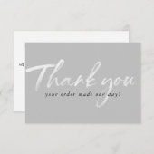 GESCHÄFT DANK IHNEN moderne Tintenbestellung grau  Dankeskarte (Vorne/Hinten)