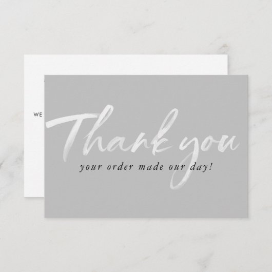 GESCHÄFT DANK IHNEN moderne Tintenbestellung grau  Dankeskarte (Vorne/Hinten)