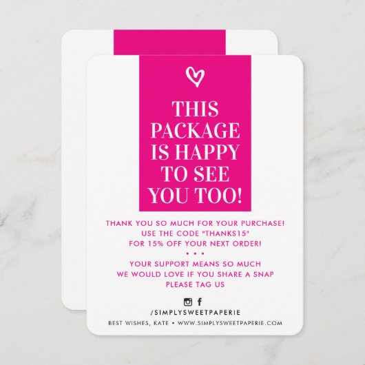 GESCHÄFT DANK IHNEN modernen, fett hellrosa Dankeskarte (Vorne/Hinten)