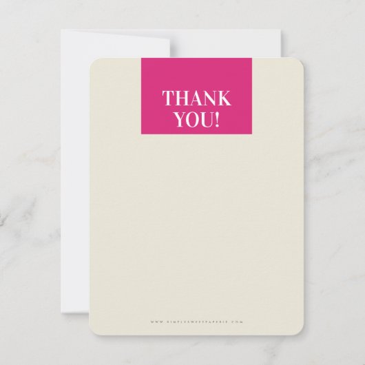 GESCHÄFT DANK IHNEN modernen, fett rosa Elfenbein Dankeskarte (Rückseite)