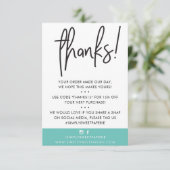 GESCHÄFT DANK IHNEN modernen Kunden Minze Kat Dankeskarte (Stehend Vorderseite)