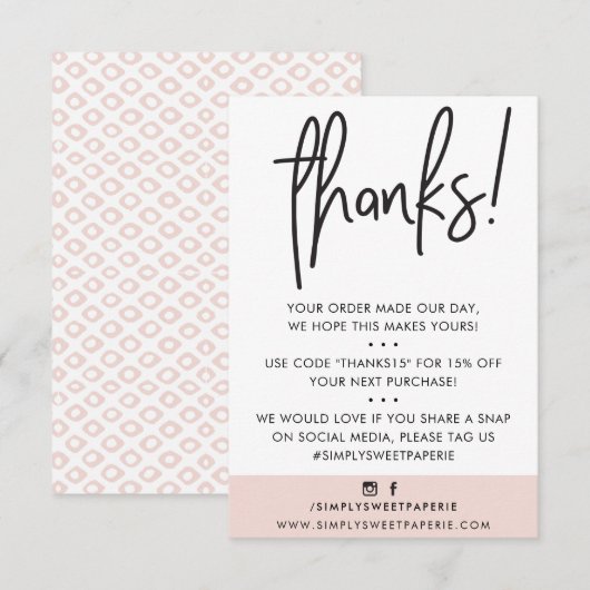 GESCHÄFT DANK IHNEN modernen Kunden rot rosa Ikat Dankeskarte (Vorne/Hinten)