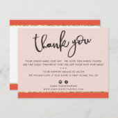 GESCHÄFT DANK IHNEN niedlich elegantes rosa orange Dankeskarte (Vorne/Hinten)