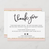 GESCHÄFT DANK IHNEN niedlicher eleganter rosa gold Dankeskarte (Vorne/Hinten)