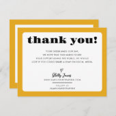 GESCHÄFT DANK IHNEN schicke Logo moderne Senf gelb Dankeskarte (Vorne/Hinten)