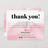 GESCHÄFT DANK moderner Aquarell hübsch rosa LOGO Dankeskarte (Vorne/Hinten)