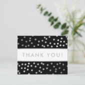 GESCHÄFT DANK moderner Glam silber Konfetti-Spot Dankeskarte (Stehend Vorderseite)