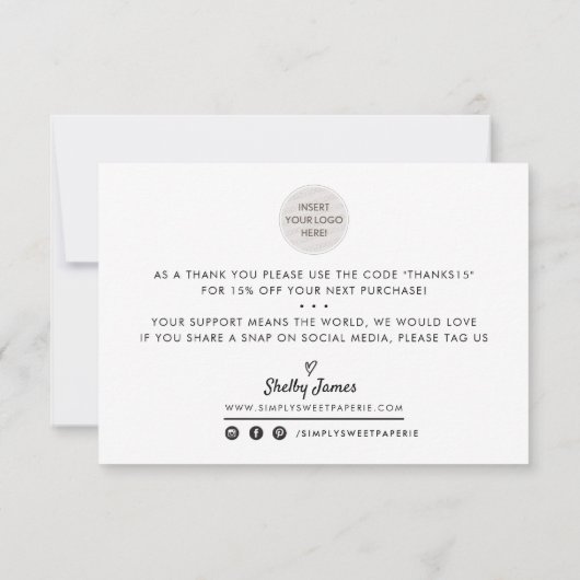 GESCHÄFT DANK moderner minimaler Auftragsmenge, gr Dankeskarte (Rückseite)