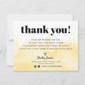 GESCHÄFT DANK modernes, gelbes LOGO in Aquarell Dankeskarte (Vorderseite)