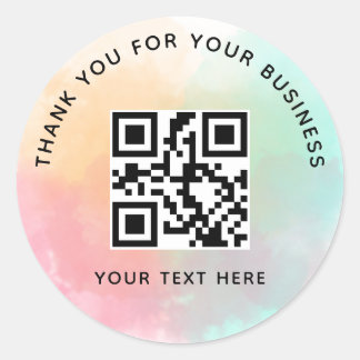 Geschäft Danke Benutzerdefinierter QR-Code Farbige Runder Aufkleber