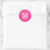 Geschäft Danke Benutzerdefinierter QR-Code Pink Runder Aufkleber (Tasche)