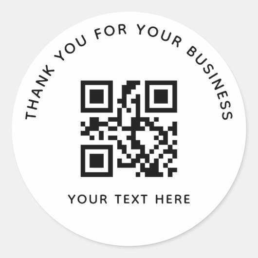Geschäft Danke Benutzerdefinierter QR-Code Weiß Runder Aufkleber (Vorderseite)