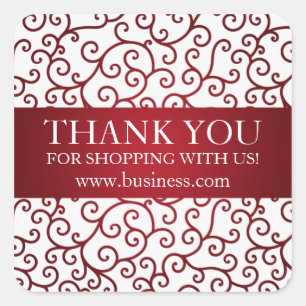 Geschäft danken Ihnen der moderne rote Wirbel Quadratischer Aufkleber