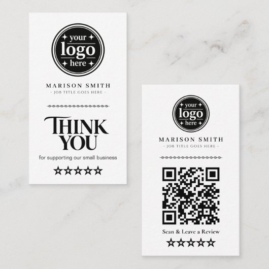 Geschäft Dankeskarten mit QR-Code Bewertung Visitenkarte (Vorne/Hinten)