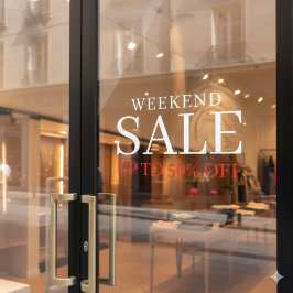 Geschäft Elegant Minimal Weiß & Rot | Laden Sale Fensteraufkleber