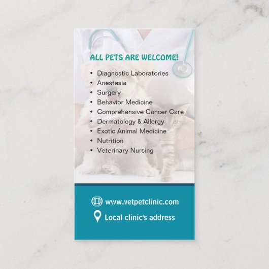 Geschäft für Veterinärdoktor oder Klinik Visitenkarte (Rückseite)