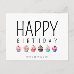 Geschäft Geburtstagscupcake-Logo hinzufügen Postkarte