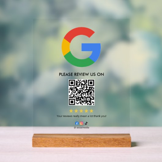 Geschäft Google Review Tischschild l QR Code Acrylschild (Neutral)