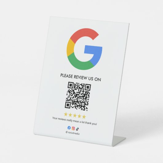 Geschäft Google Review Tischschild l QR Code Sockelschild (Vorderseite)