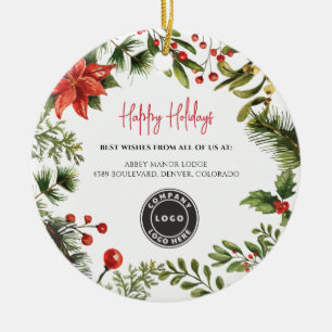 Geschäft Logo Beeren Mistelzweig Personalal Weihna Keramik Ornament
