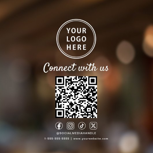 Geschäft Logo QR-Code Soziale Medien Weiß Fensteraufkleber