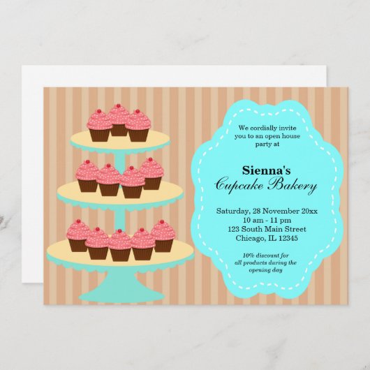 Geschäft mit offenen Bäckereien Einladung (Vorne/Hinten)