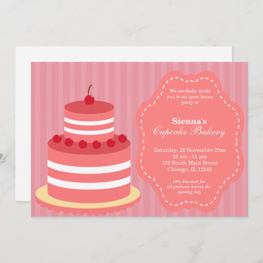 Geschäft mit offenen Bäckereien Einladung (Vorne/Hinten)