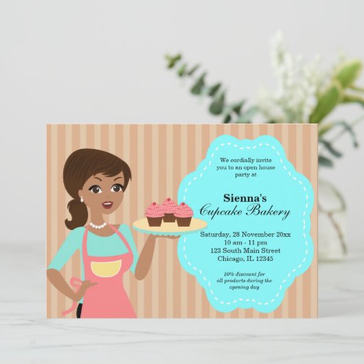 Geschäft mit offenen Bäckereien Einladung (Stehend Vorderseite)