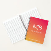 Geschäft Pink Orange Farbverlauf Monogramm Notizblock (Innenseite)