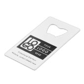 Geschäft Rechteck-Logo-Text Promo-QR-Code Geldbeutel Flaschenöffner (Vorderseite Schrägansicht)