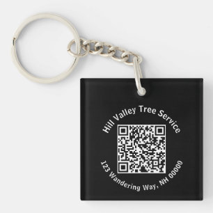 Geschäft Schwarz-Weiß-QR-Code und Text Schlüsselanhänger