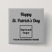 Geschäft St. Patrick Grüße auf grauem Quadrat Button (Vorderseite)