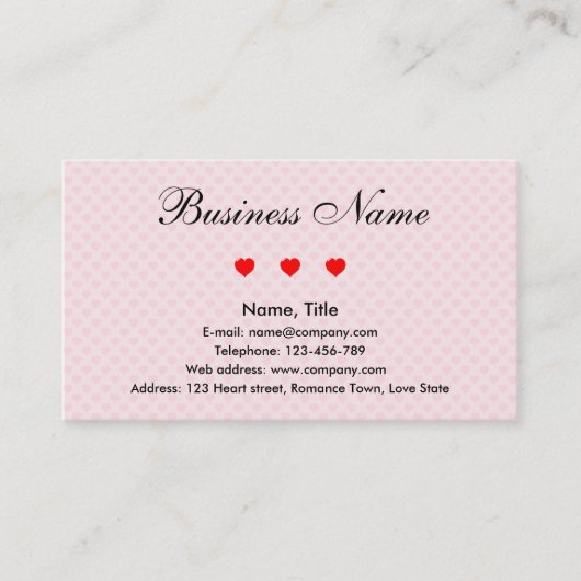 Geschäft von Romance Visitenkarte (Vorderseite)