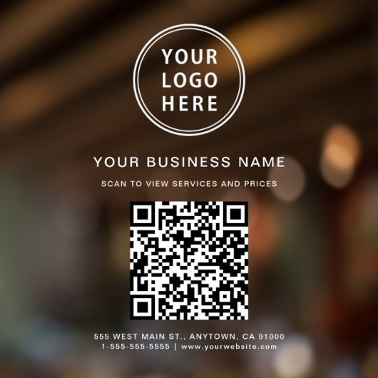 Geschäft Weißes Logo QR-Code-Fensterfolie Fensteraufkleber