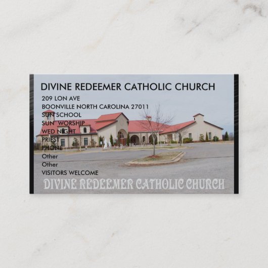 , GESCHÄFTCARD-DIVINE REDEEMER-KATHOLISCHE KIRCHE… VISITENKARTE (Vorderseite)