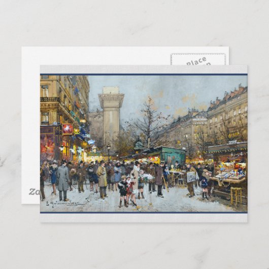 Geschäfte an der Rue de St. Denis in Paris Postkarte (Vorne/Hinten)