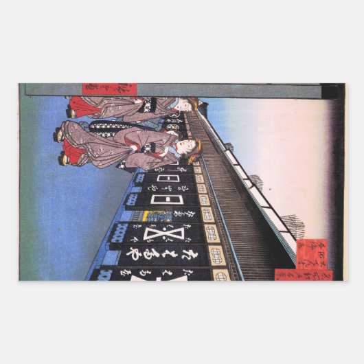 Geschäfte mit Cotton Goods in Ōdenma-chō (大 て ん ま Rechteckiger Aufkleber (Vorderseite)