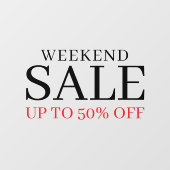 Geschäftlich Elegant Minimal Weiß & Rot | Ladenver Fensteraufkleber (Blatt)