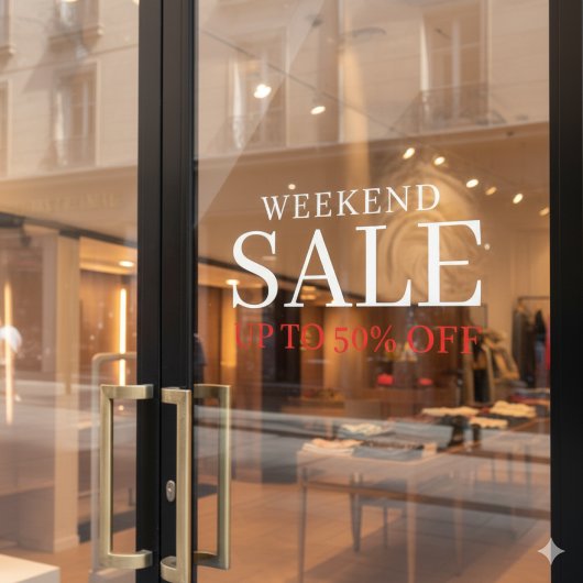 Geschäftlich Elegant Minimal Weiß & Rot | Ladenver Fensteraufkleber