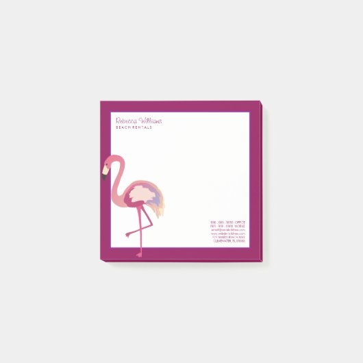 Geschäftlich | Watercolor Flamingo Post-it Klebezettel (Vorderseite)