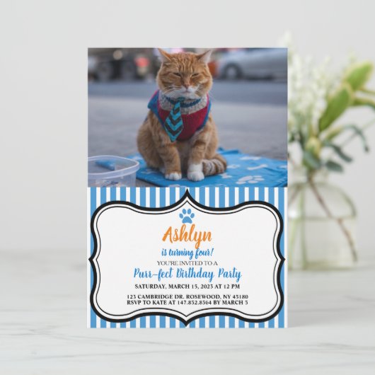 Geschäftliche Katze Schöne Einladung (Stehend Vorderseite)