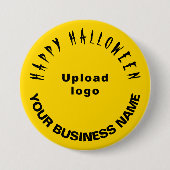 geschäftlicher Halloween-Gruß auf gelber Rundform Button (Vorderseite)
