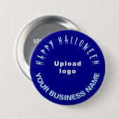 geschäftliches Halloween-Gruß auf Blue Round Shape Button (Vorne & Hinten)
