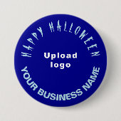 geschäftliches Halloween-Gruß auf Blue Round Shape Button (Vorderseite)