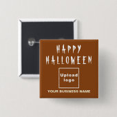geschäftliches Halloween-Gruß auf brauner Square-F Button (Vorne & Hinten)