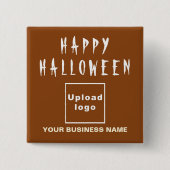 geschäftliches Halloween-Gruß auf brauner Square-F Button (Vorderseite)