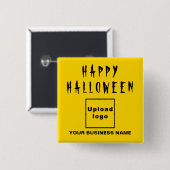 geschäftliches Halloween-Gruß auf gelbem Quadrat Button (Vorne & Hinten)