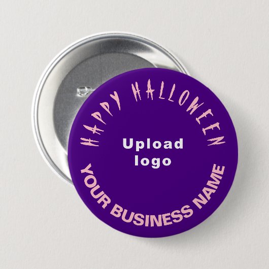 geschäftliches Halloween-Gruß auf Lila Rundform Button (Vorne & Hinten)